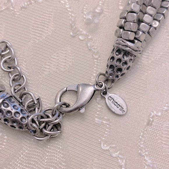 Chico’s multi strand silver tone necklace, contrasting tones, adjustable chain - Picture 5 of 10